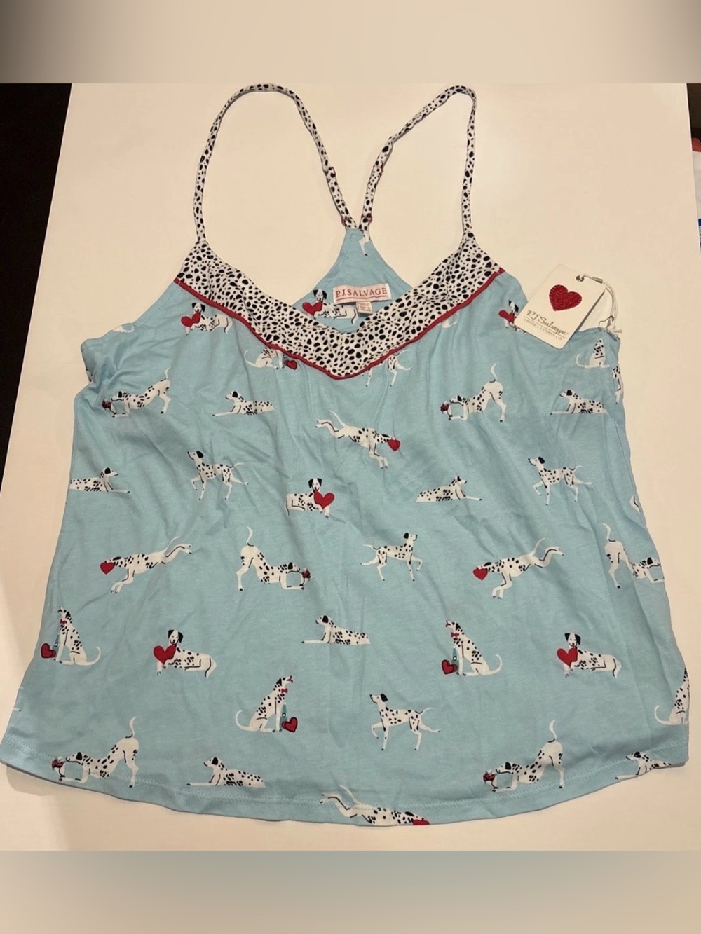 P.J. Salvage Heart Dalmatians Pajama Sleep Tank Top Large NEW PJ